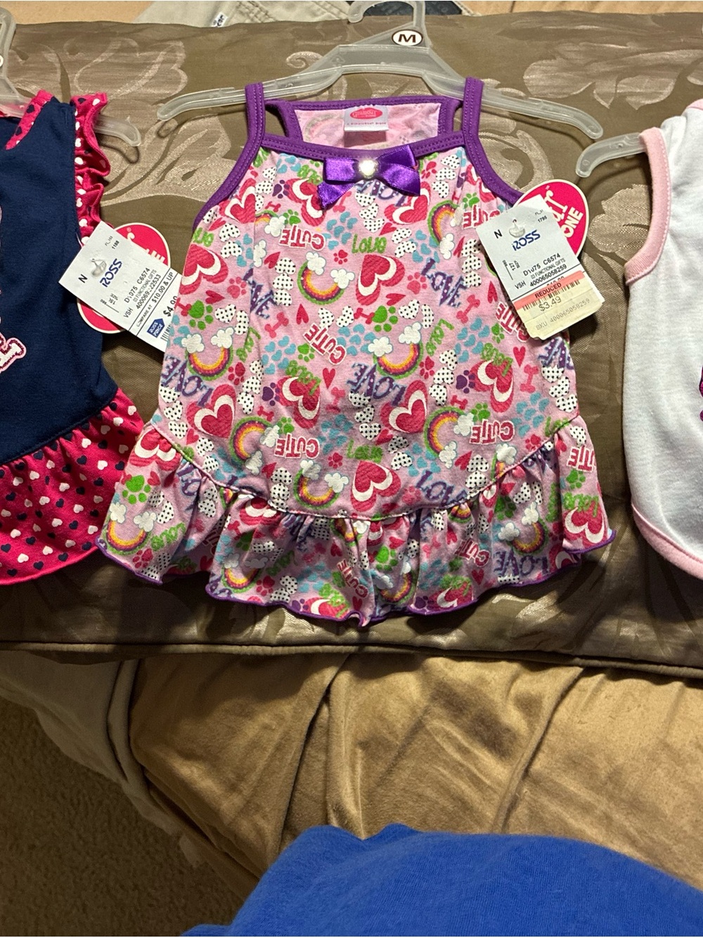 Girls Pink Rainbow Heart Ruffle Tank Dress for doggy